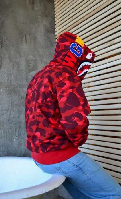 Худи Bape Camo Красная  s-m