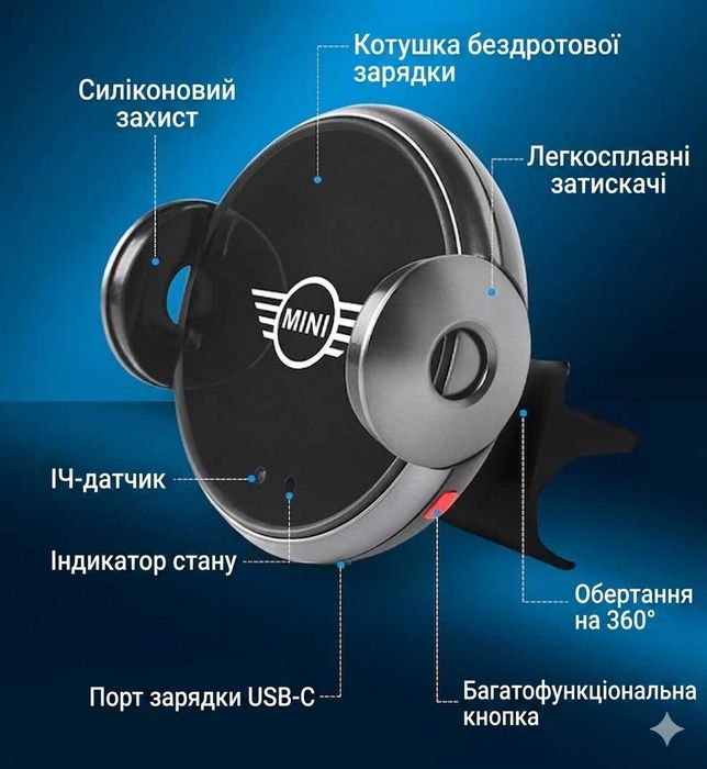 автомобільна бездротова зарядка Mini Cooper