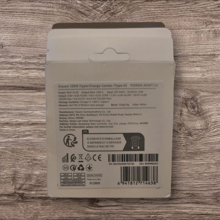 Oryginalna ładowarka Xiaomi 120 W   plus przewód USB  typu A do C