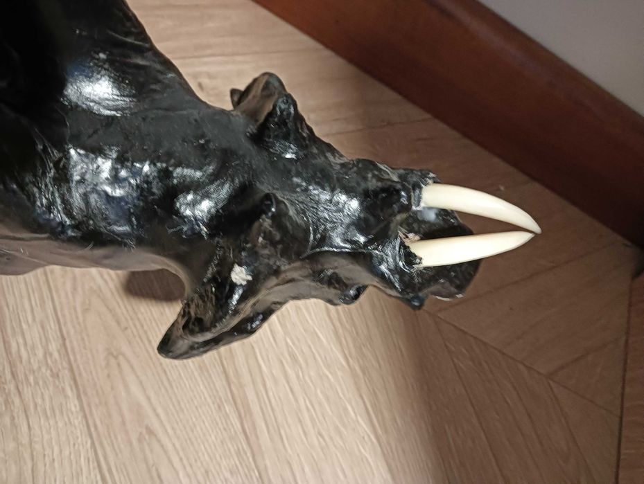 Figurka słoń czarny skóra Papier Mache