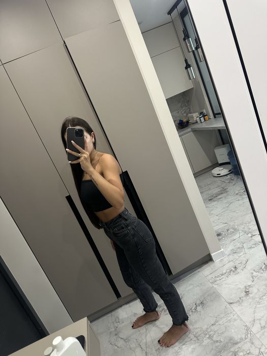 Джинси stradivarius mom fit графіт