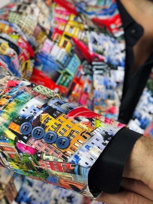 MARCO MILANO Marynarka męska M04 kolorowa, Cuba, auta, miasto, casual