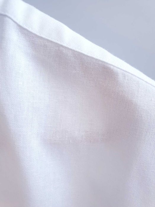 Biała koszula Livergy lniana z długim rękawem XL 2XL kołnierzyk 43 44