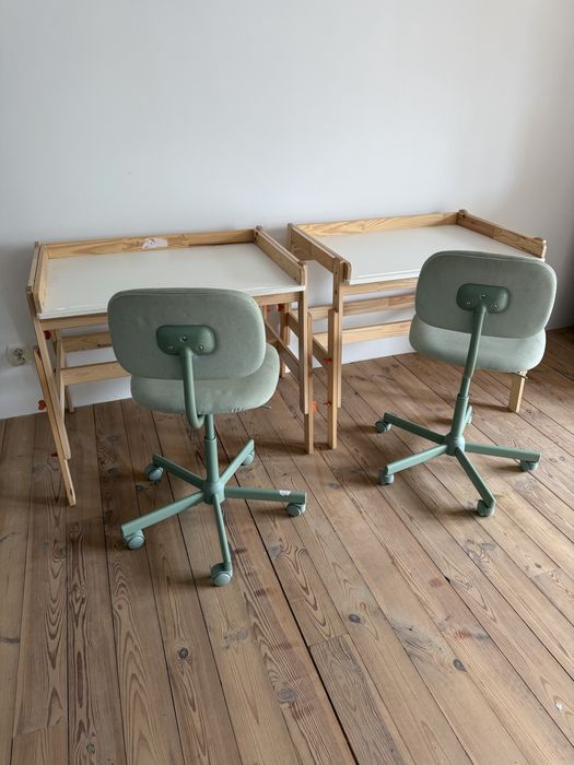 Biurko sosnowe dziecięce Ikea zestaw