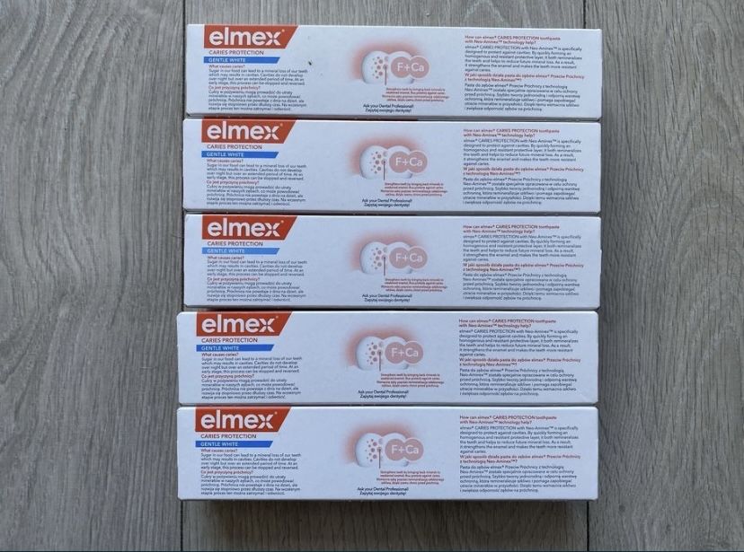 5x Pasta do zębów elmex Przeciw Próchnicy Gentle White Whitening 75ml