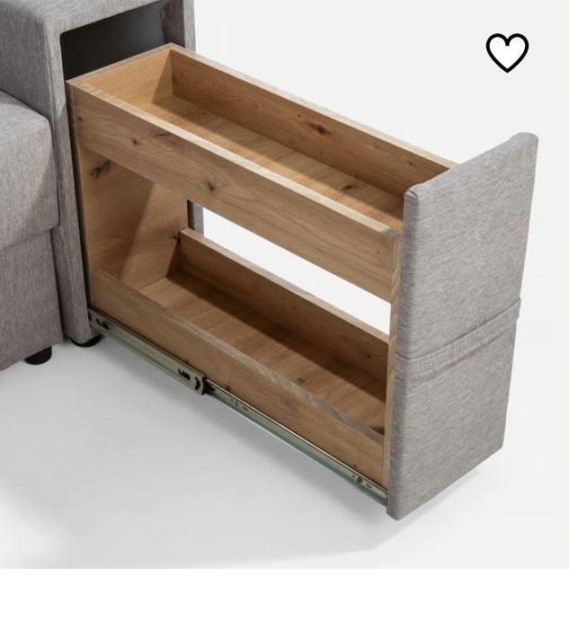 MADRYT Narożnik z pufami i barkiem, szary, prawy