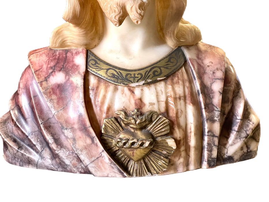 Fabuloso busto escultura ( Coração de jesus ) pedra, arte sacra