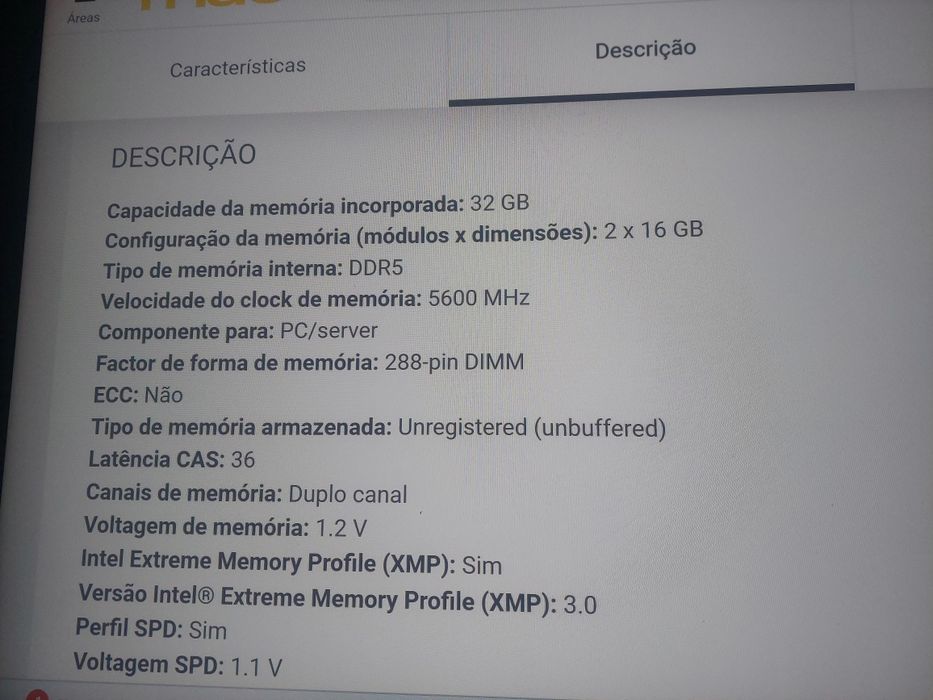 Memórias ddr5  32gb cl36,5600