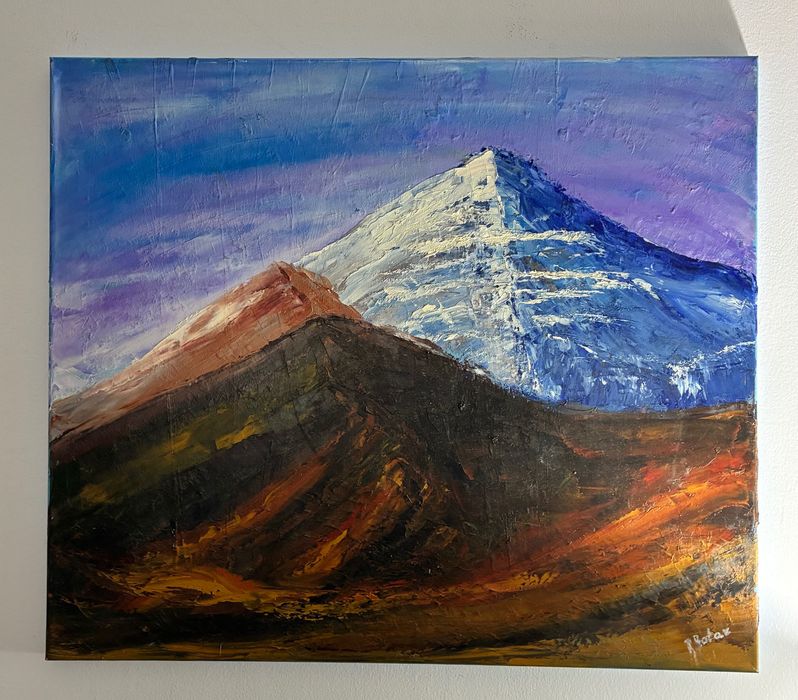 Картина маслом "Вечірні гори"