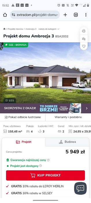 Sprzedam projekt domu parterowego- Ambrozja 3