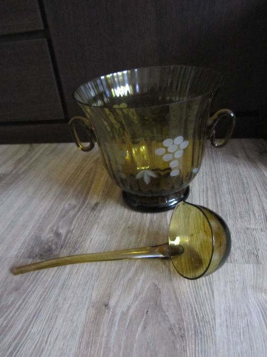 Waza szklana do ponczu z chochlą