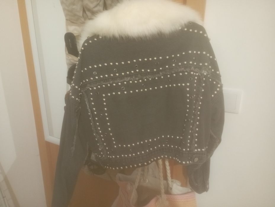 Casaca de ganga oversize com brilhos