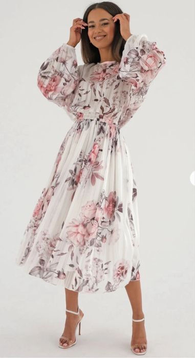 Elvire - Szyfonowa sukienka midi White Peony Mosquito