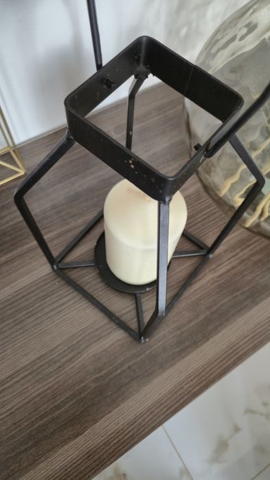Porta velas preto com vela
