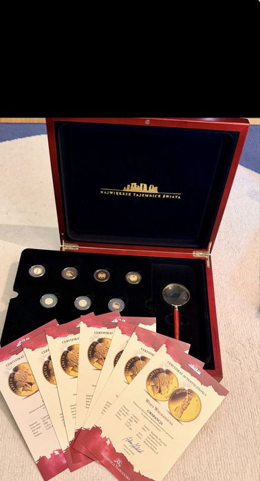 NAJWIĘKSZE TAJEMNICE ŚWIATA - zestaw 7 złotych monet Fidżi, mennicze