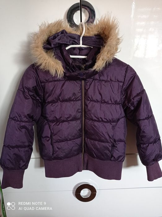 Kurteczka H&M rozmiar 122. 6 7 lat śliwkowa kurtka zimowa parka ciepła