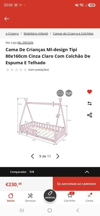 Cama De Crianças Ml-design Tipi 80x160cm