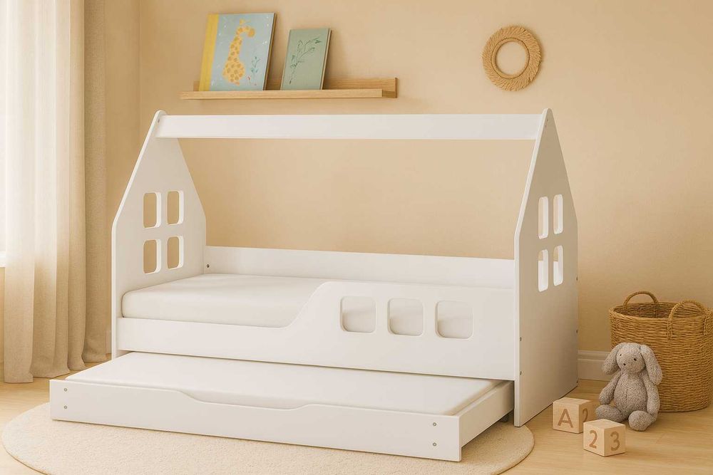 Łóżko dziecięce DOMEK PODWÓJNE 160x80 +dostawka+materace