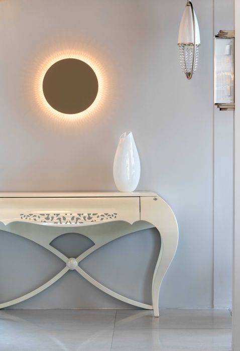 Jadalnia glamour perłowy beż stół + krzesła + konsola RABAT - 70 %