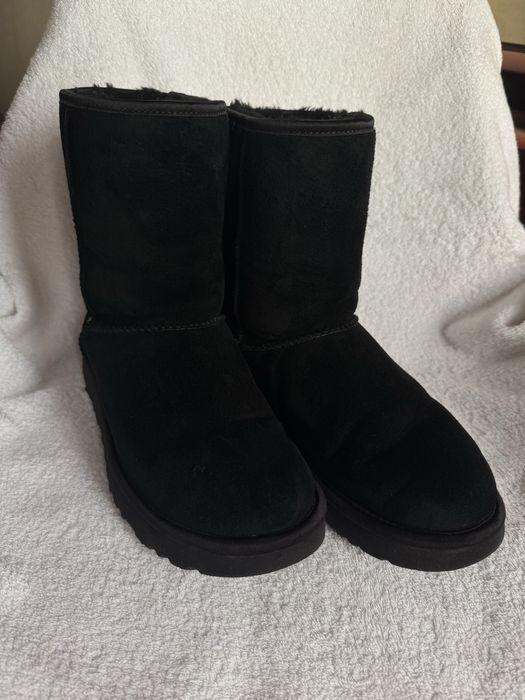 Сапоги угги ugg 39р черные кожа овчина