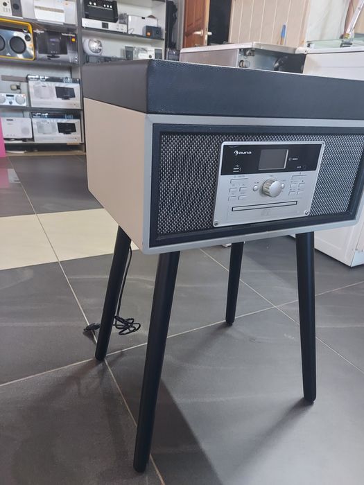Gramofon w stylu retro na nóżkach szary Auna Mary Ann