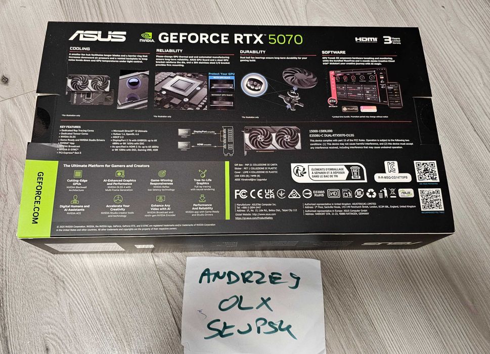 NOWA Karta graficzna Asus Dual GeForce RTX 5070 OC 12GB