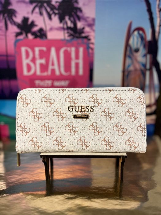 Portfel damski Guess monogram biały duży premium