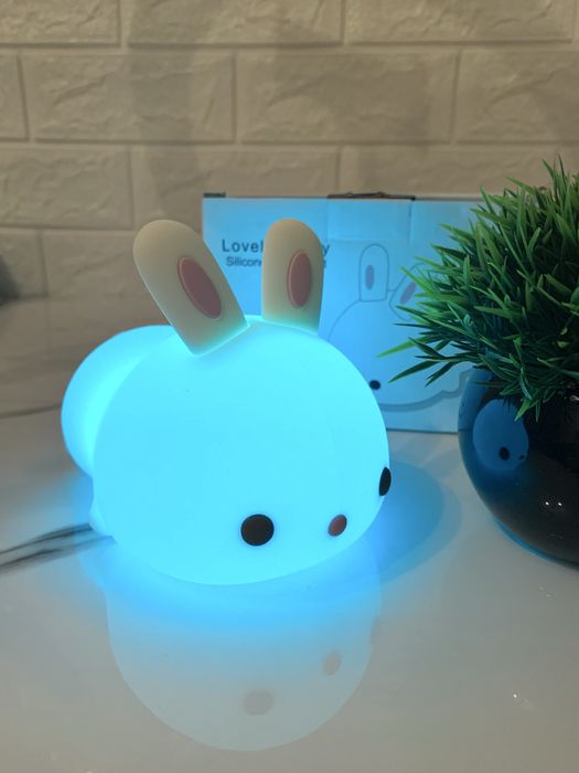 Силіконовий нічник зайчик, кролик, акумуляторний світильник