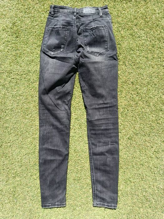 Calças Stradivarius Super High Waist Pretas T38 | Black High Waist Jeans EU 38
