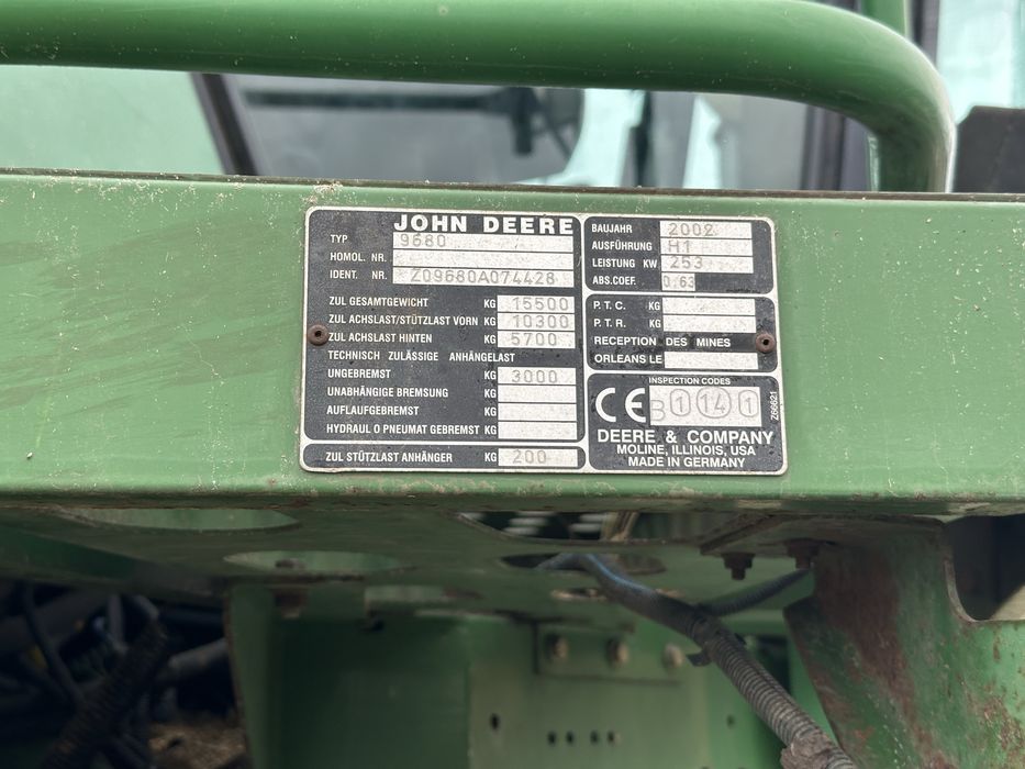 Комбайн John Deere 9680 WTS 2002 року