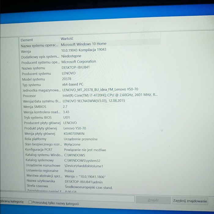 Laptop Lenovo Y50-70