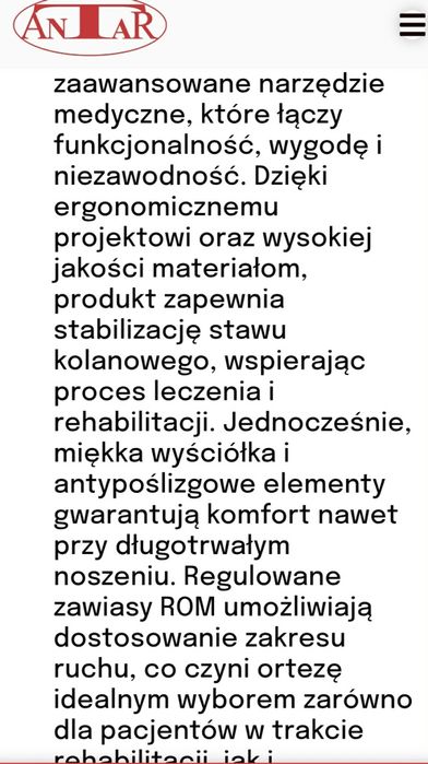 Ortezy Antar 2 sztuki rozmiar L