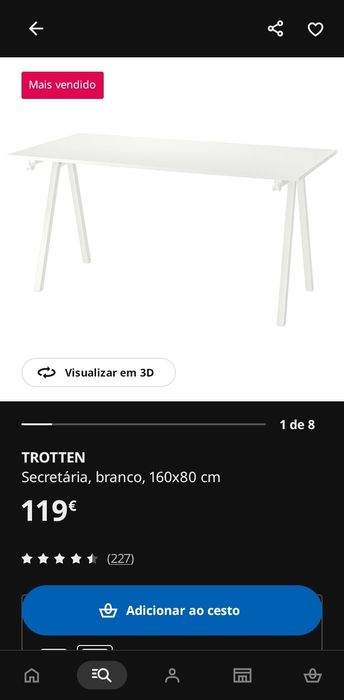 Secretária TROTTEN 160 x 80 cm branco