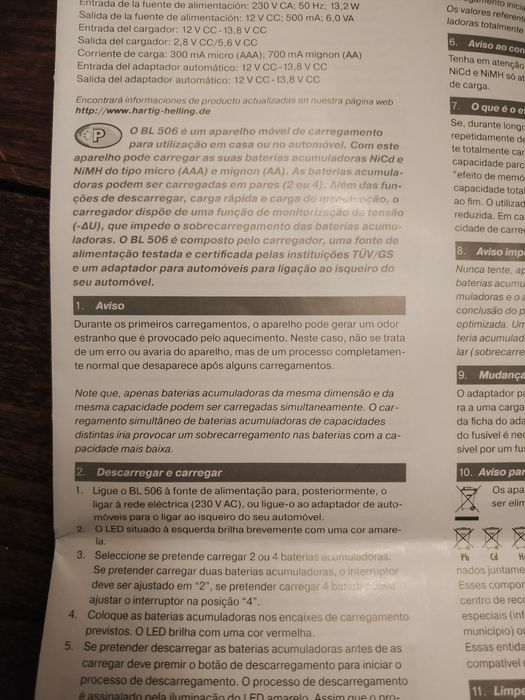 Carregador de baterias NiMH e NiCd