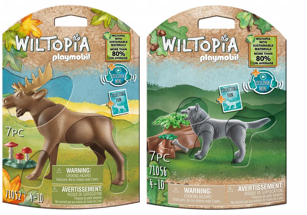 Zestaw 2 Figurek Playmobil Łoś+ Wilk Wraz Z Akcesoriami Wiek 4-10Lat