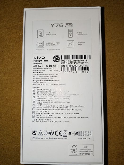 VIVO y76 5g/128 gb