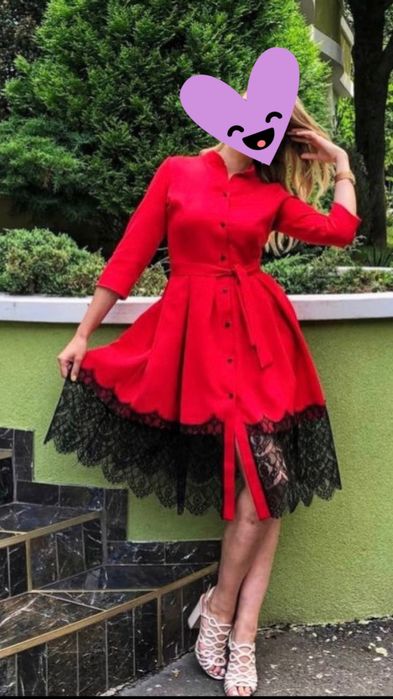 Плаття червоне з мереживом