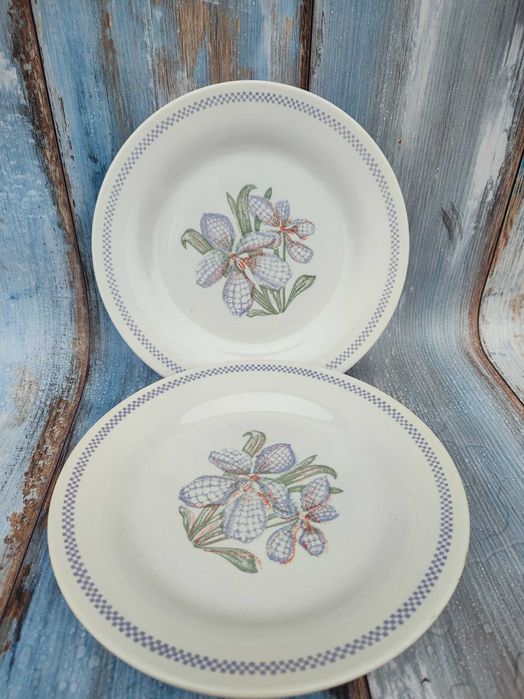 Talerze Oxford Brazil - Motyw kwiatów - Bratki -Vintage