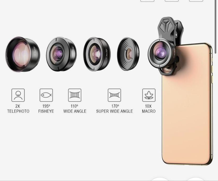 Apexel Оптичні високоякісні об’єктиви з камерою 5 в 1 для телефону