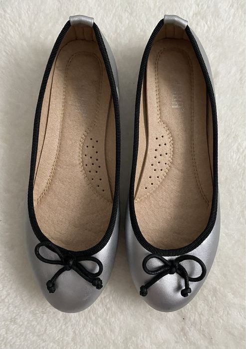 Nowe srebrne balerinki Qinba rozm. 37 | wkładka 23,5 cm