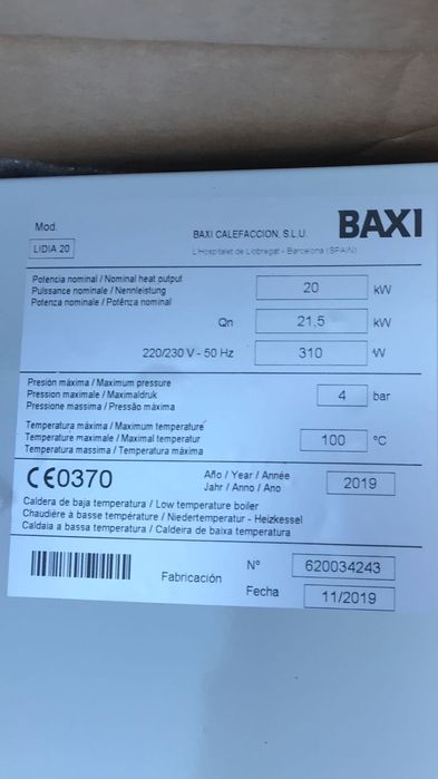 Caldera Baxi Lidia 20 Plus.