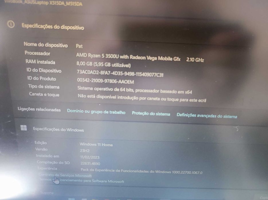 Portátil Asus Vivobook cinza 15'