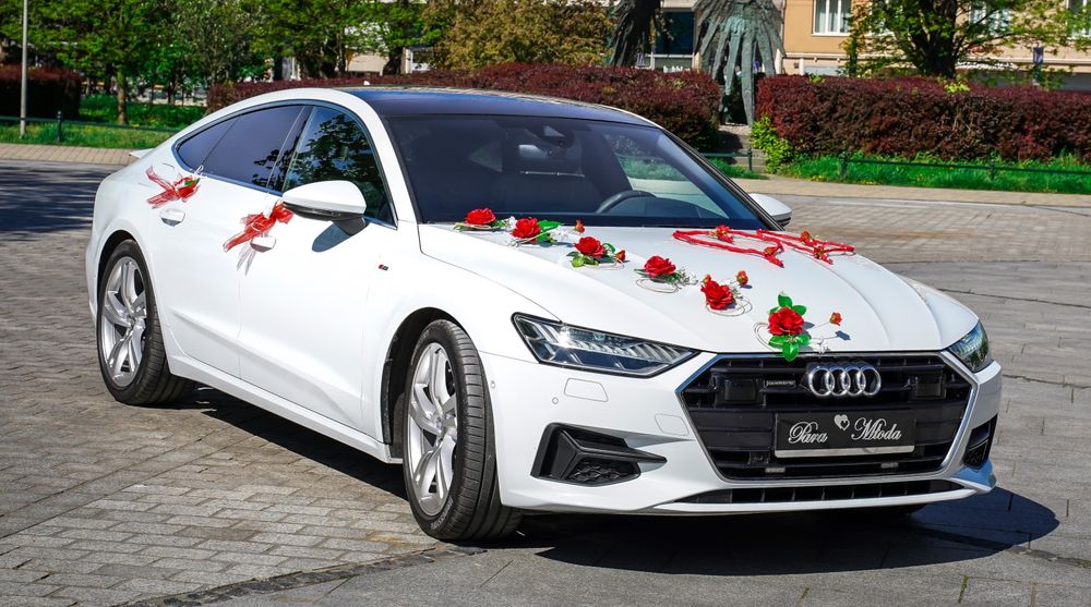 Białe Audi A7 s line Promocja !sportowa limuzyna auto do ślubu samochód wesele