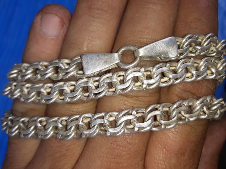 Мощьная серебрянная Цепь на шею серебро 925 Бисмарк 60 см вес 90 грамм