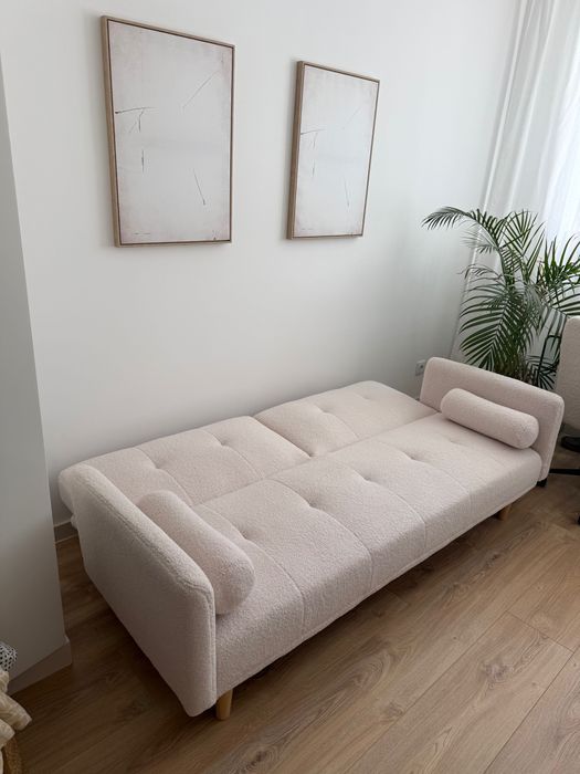 Sofá-Cama Sklum em Tecido Borrego (Bouclé) – Como Novo