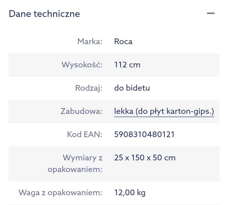 Roca stelaż podtynkowy do bidetu