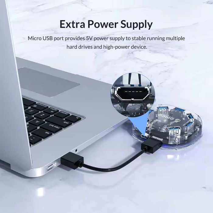ORICO Transparent Series USB HUB 7 портів USB3.0 з Micro USB.