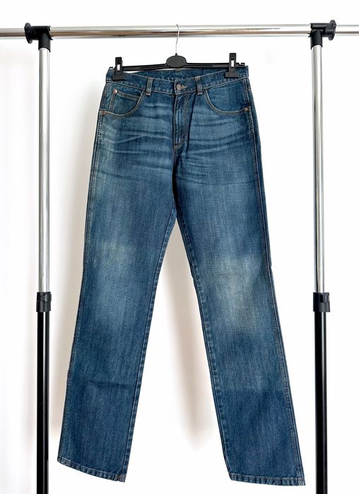 Granatowe męskie spodnie jeansowe proste jeansy Arizona M 48 Wrangler