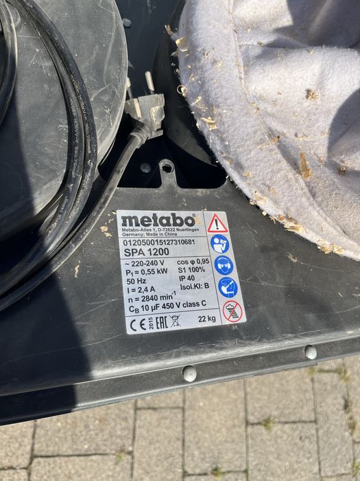 Odciąg / odkurzacz przemysłowy metabo spa 1200