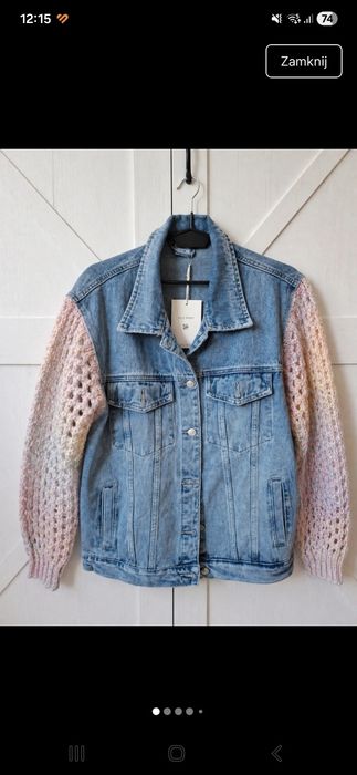 Katana jeans uniwersalna, oversize ozdobne rękawy NOWA